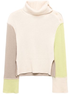 Simkhai Flores colour-block ribbed-knit jumper - White