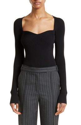 Simkhai Giuliana Rib Sweetheart Sweater in Black