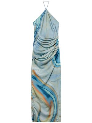 Simkhai Hansel marble-print gown - Blue