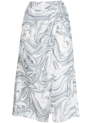 Simkhai izabella marble-print midi skirt - Blue