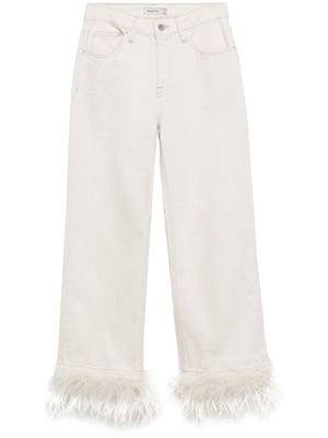 Simkhai Jude feather-embellished cropped trousers - Neutrals