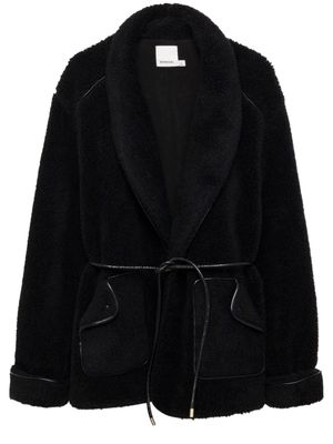 Simkhai Kimia belted-waist shearling jacket - Black