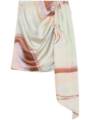 Simkhai Mae marble-print fitted skirt - Green