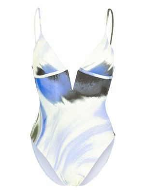 Simkhai Maelle abstract-print swimsuit - Blue
