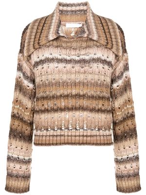 Simkhai pointelle-knit striped jumper - Brown