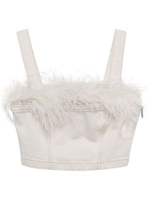 Simkhai Reeves feather-detail cropped top - White