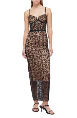 Simkhai Ruched Lace Bustier Cocktail Dress in Black