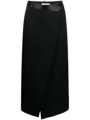Simkhai satin-belt wrap midi skirt - Black