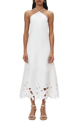 Simkhai Simone Abstract Cutout Linen Blend Halter Dress in White