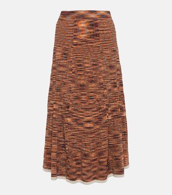 Simkhai Space-dyed pleated knit midi skirt