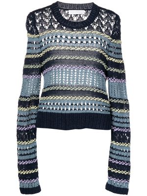 Simkhai striped crochet-knit jumper - Blue