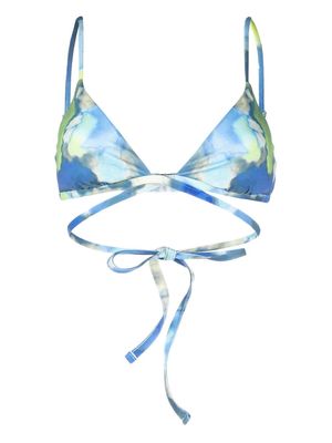 Simkhai watercolour-print triangle bikini top - Blue