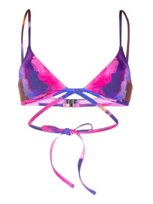 Simkhai watercolour-print triangle bikini top - Pink