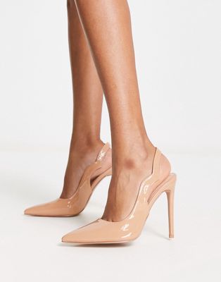 Simmi Corale heeled slingbacks in beige patent-Neutral