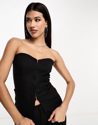 Simmi hook and eye corset top in black - part of a set