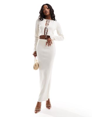 Simmi knitted maxi skirt in cream - part of a set-White