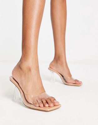 Simmi London Caelina heeled mules in clear-Neutral