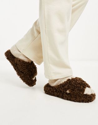 Simmi London Cushy cross strap slippers in brown