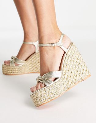 Simmi London espadrille wedge sandals in gold