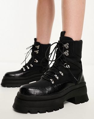 Simmi London Hector low ankle lace up utility boot in black