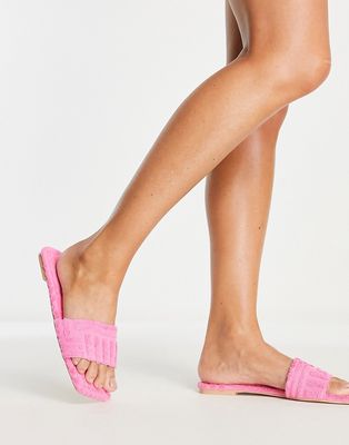 Simmi London towelling flat sandal in pink