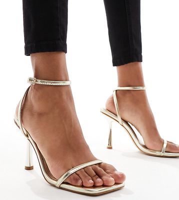 Simmi London Wide Fit Damira strappy barely there sandal in gold