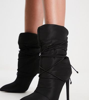 Simmi London Wide Fit Kiley padded stiletto heel ankle boots in black
