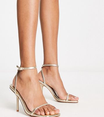 Simmi London Wide Fit Novalee barely there sandals in gold