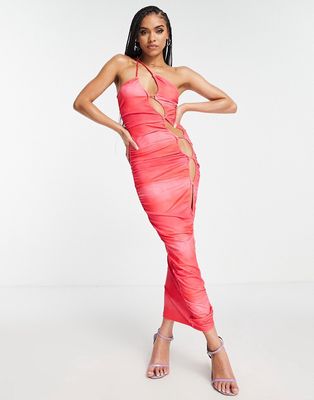 Simmi strappy bandeau maxi dress with cut out detail in pink