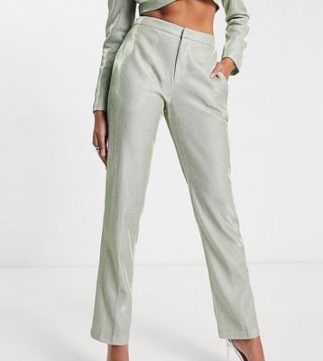 Simmi Tall glitter tailored pants in sage - part of a set-Green