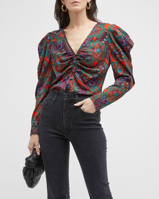 Simmons Printed Ruched Blouse