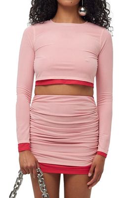Simon Miller Mimsy Layered Long Sleeve Crop Top in Powder Pink