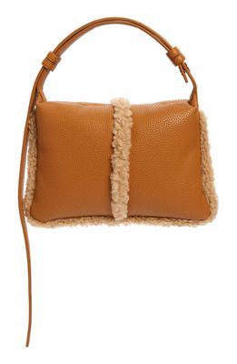 Simon Miller Mini Puffin Convertible Faux Leather & Faux Shearling Handbag in Caramel