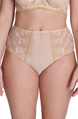 Simone Perele Adele High Waist Lace & Mesh Briefs in Ginger