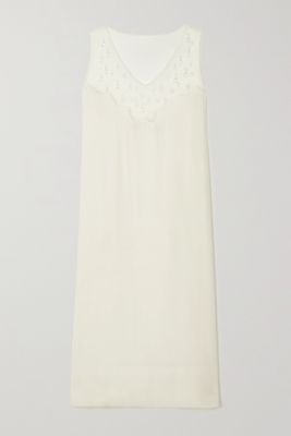 Simone Rocha - Bead-embellished Feather-trimmed Tulle And Crepe Midi Dress - Ivory