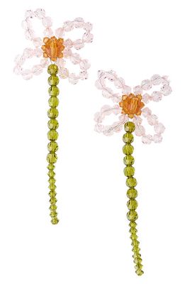 Simone Rocha Beaded Crystal Daisy Flower Earrings in Blossom