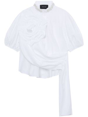 Simone Rocha beaded puff-sleeve sash blouse - White