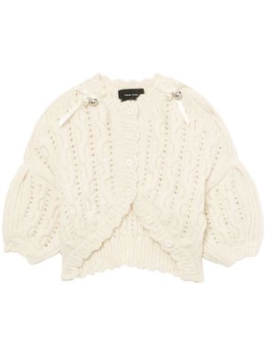 Simone Rocha bell-charm cable-knit cardigan - White