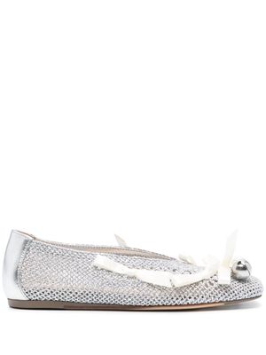 Simone Rocha bell-charm crochet ballerina shoes - Silver