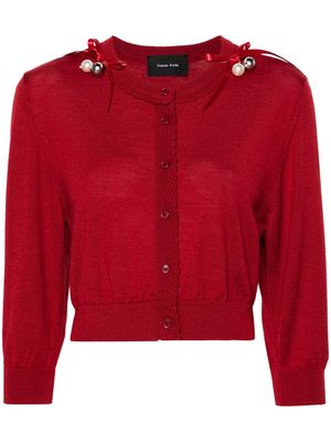 Simone Rocha bell-charm cropped cardigan - Red