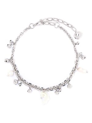 Simone Rocha bell-charm pearl chain choker - Silver