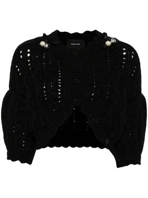 Simone Rocha bell-charm pointelled-knit cardigan - Black