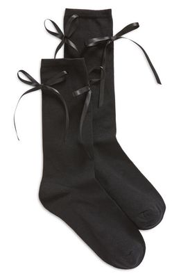Simone Rocha Bow & Bell Embellished Ankle Socks in Black/Black/Pearl