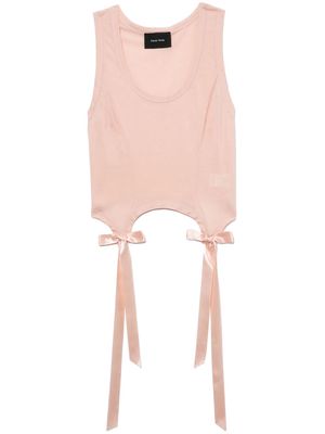Simone Rocha bow and ribbon-detail cotton vest - Pink