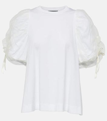 Simone Rocha Bow-detail cotton and tulle T-shirt