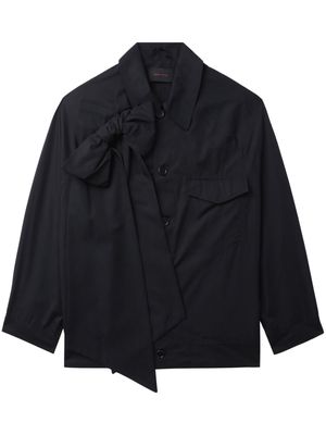 Simone Rocha bow-detail cotton shirt jacket - Black