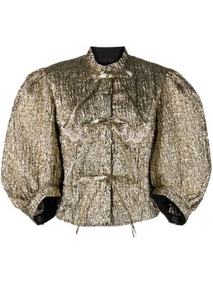 Simone Rocha bow-detail puff-sleeve jacket - Gold