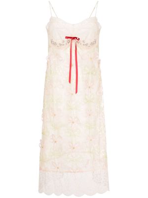 Simone Rocha bow-detail tulle slip dress - Pink