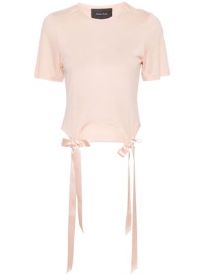 Simone Rocha bow-detailing cotton T-shirt - Pink