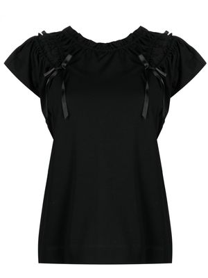 Simone Rocha bow-embellished cut-out cotton top - Black